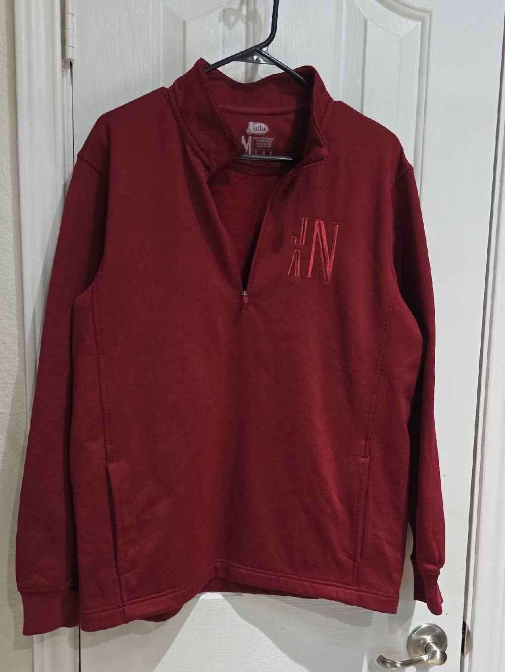 Justin Boots Quarter-Zip Pullover in Deep Burgundy Size M